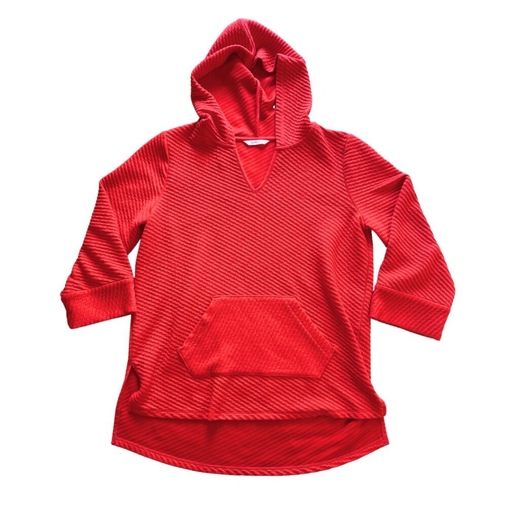 Red Quilted Oversized Hoodie Women Large Westbound